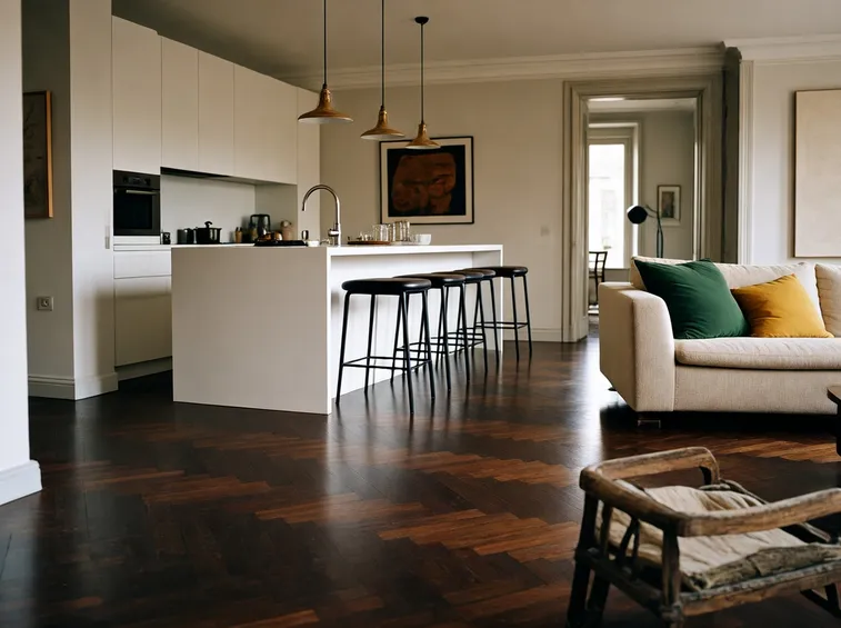 parquet in una cucina soggiorno