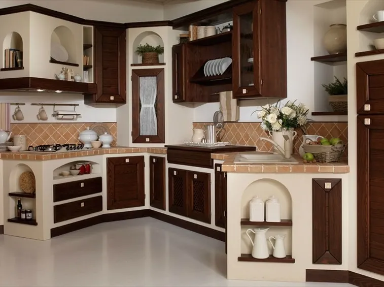 Cucina in finta muratura