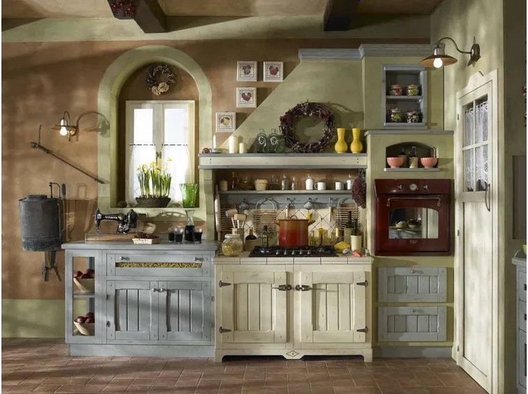 Cucina in muratura pastello
