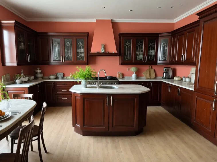 Cucina in legno classica con penisola