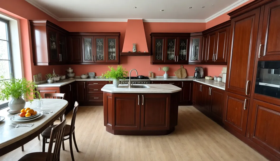 Cucina in legno classica con penisola