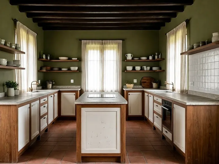 Cucine in muratura e ante in legno