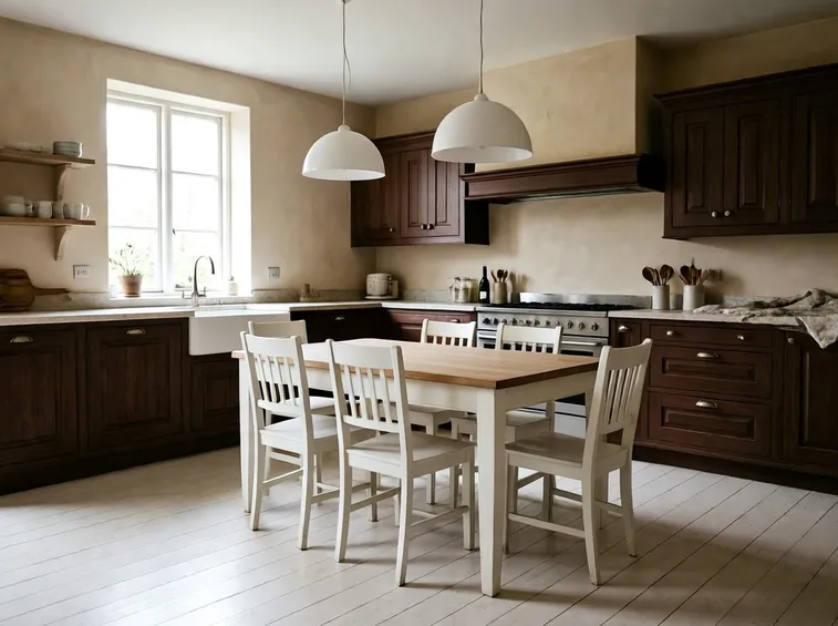 Cucine in muratura rustiche con intonaco e mattonelle