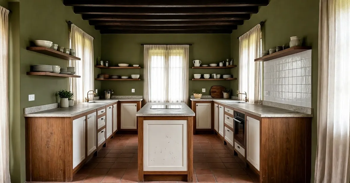 Cucine in muratura e ante in legno