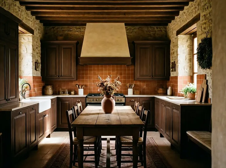 Cucina in muratura e legno