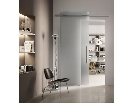 Porte scorrevoli esterne in vetro satinato