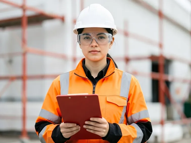 Una lavoratrice in sicurezza