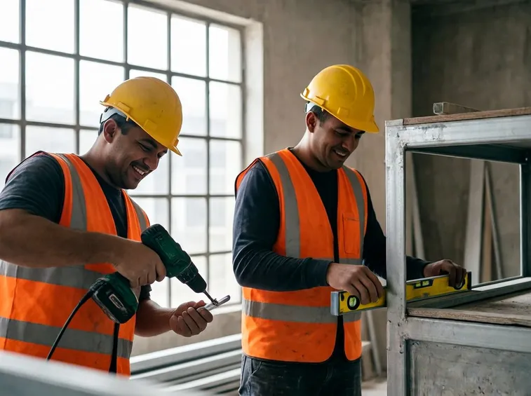Operai che lavorano in sicurezza