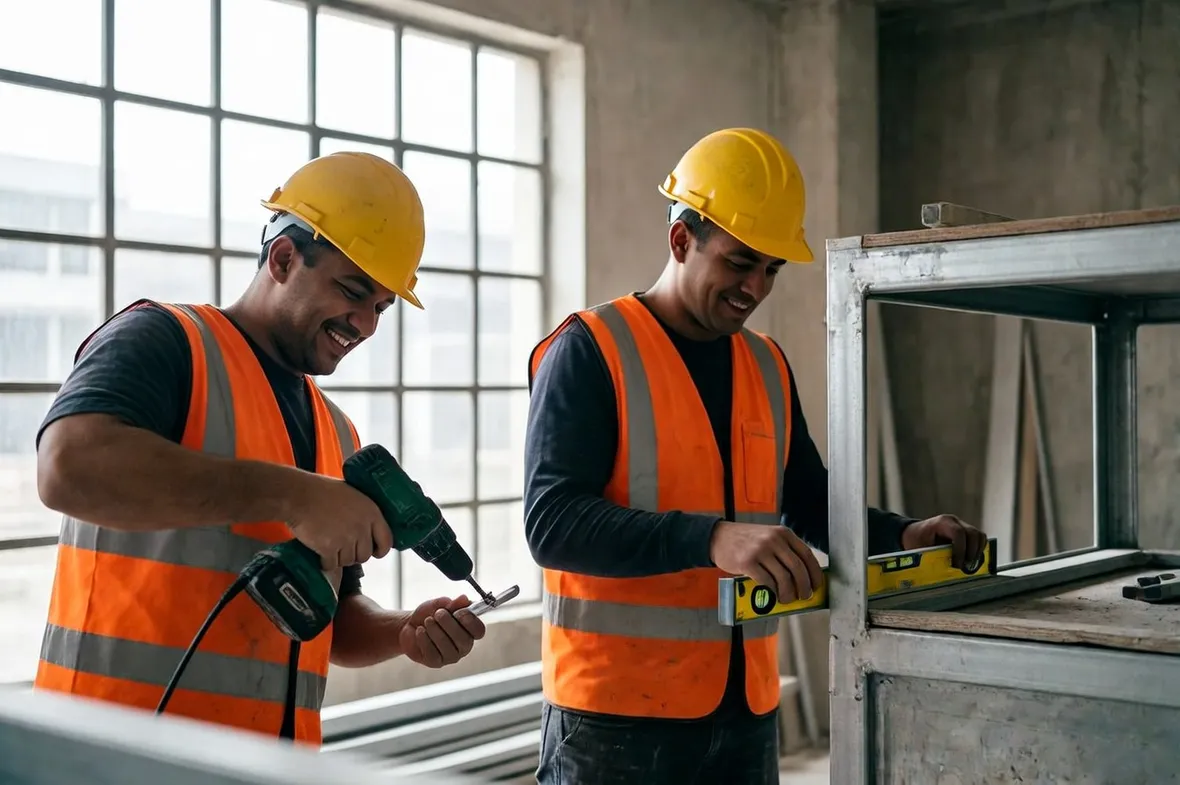 Operai che lavorano in sicurezza