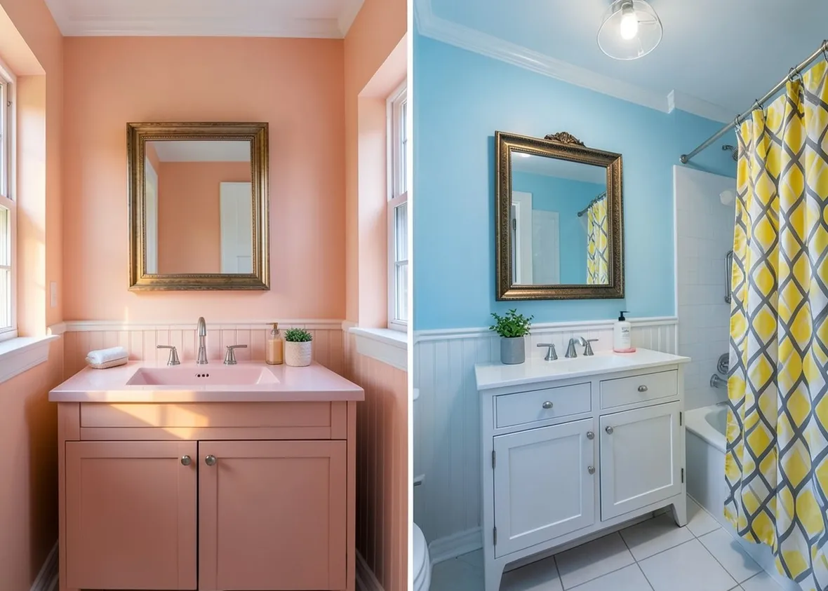 Bagno ristrutturato in chiave romantica