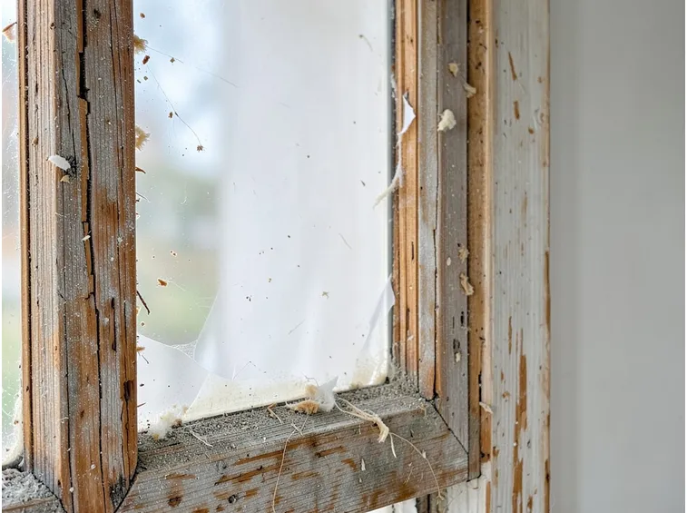 Infisso in legno deteriorato