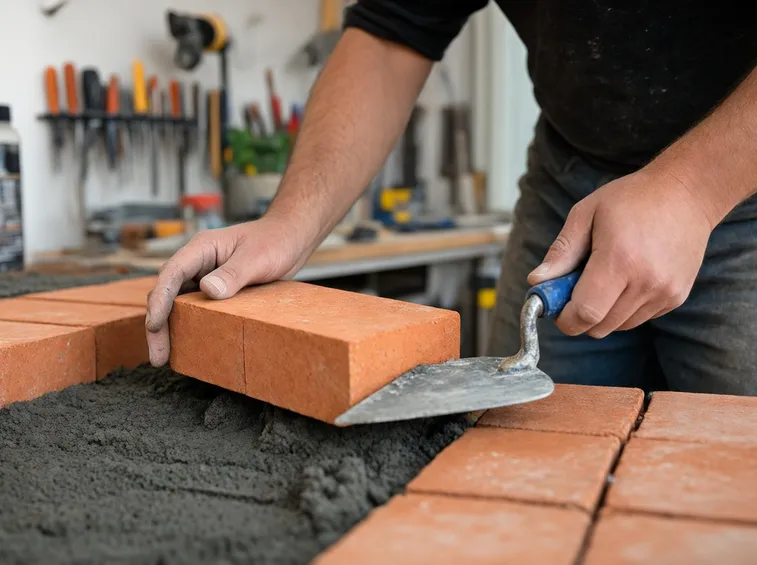 La costruzione di un muro in mattoni