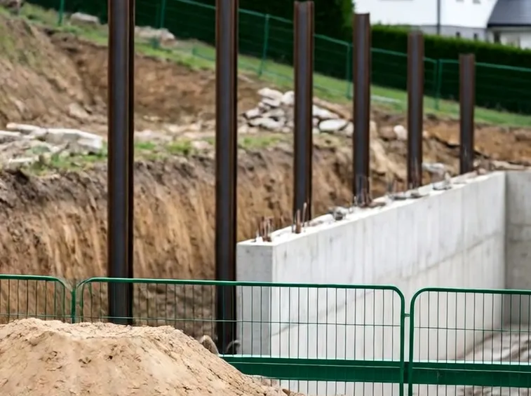 Lavori per la costruzione di un muro di sostegno