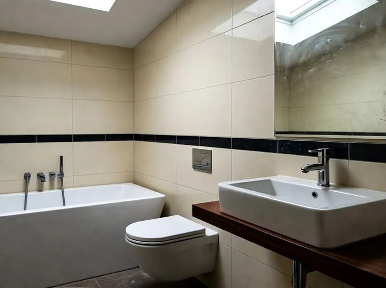 Bagno rivestito con piastrelle