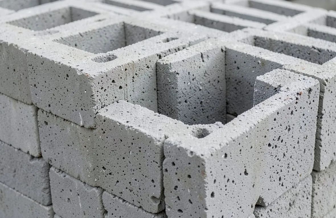 Una pila di blocchi cemento