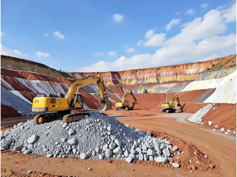 Sbancamento di rocce sedimentarie di gesso