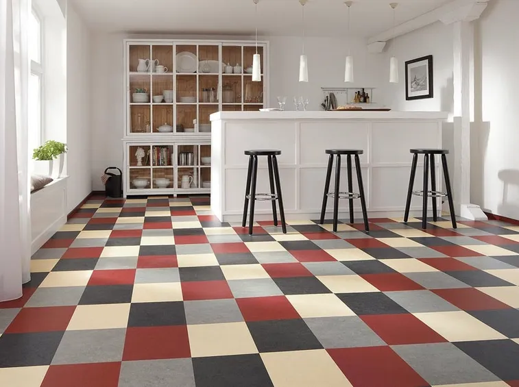 Pavimento linoleum quadrati