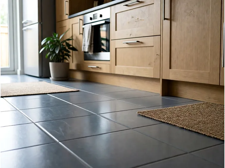 Cucina con pavimento in linoleum