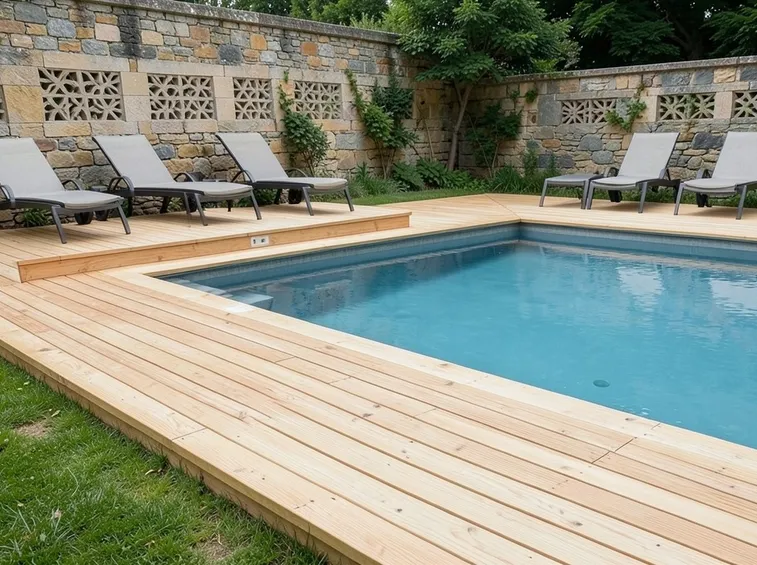 Tavole di legno per la pavimentazione giardino