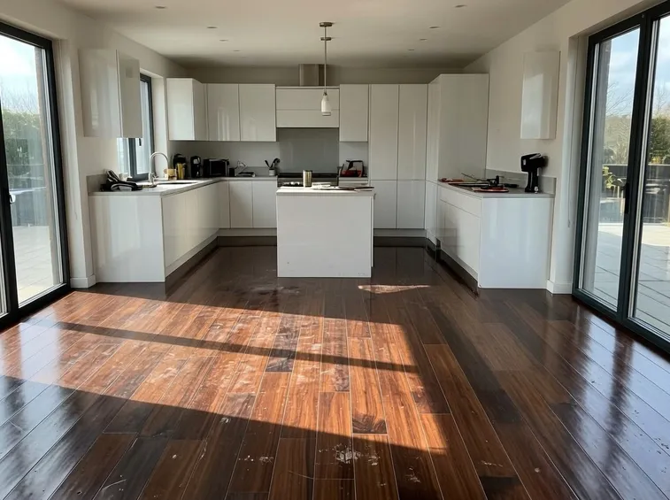 Pavimento laminato effetto legno scuro