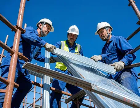 Operai durante la costruzione di un edificio