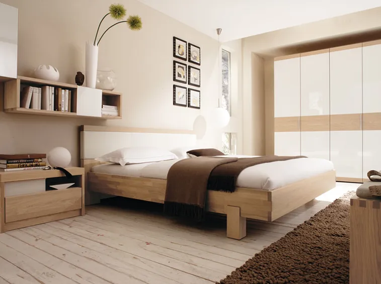 Camera da letto minimale moderna in legno