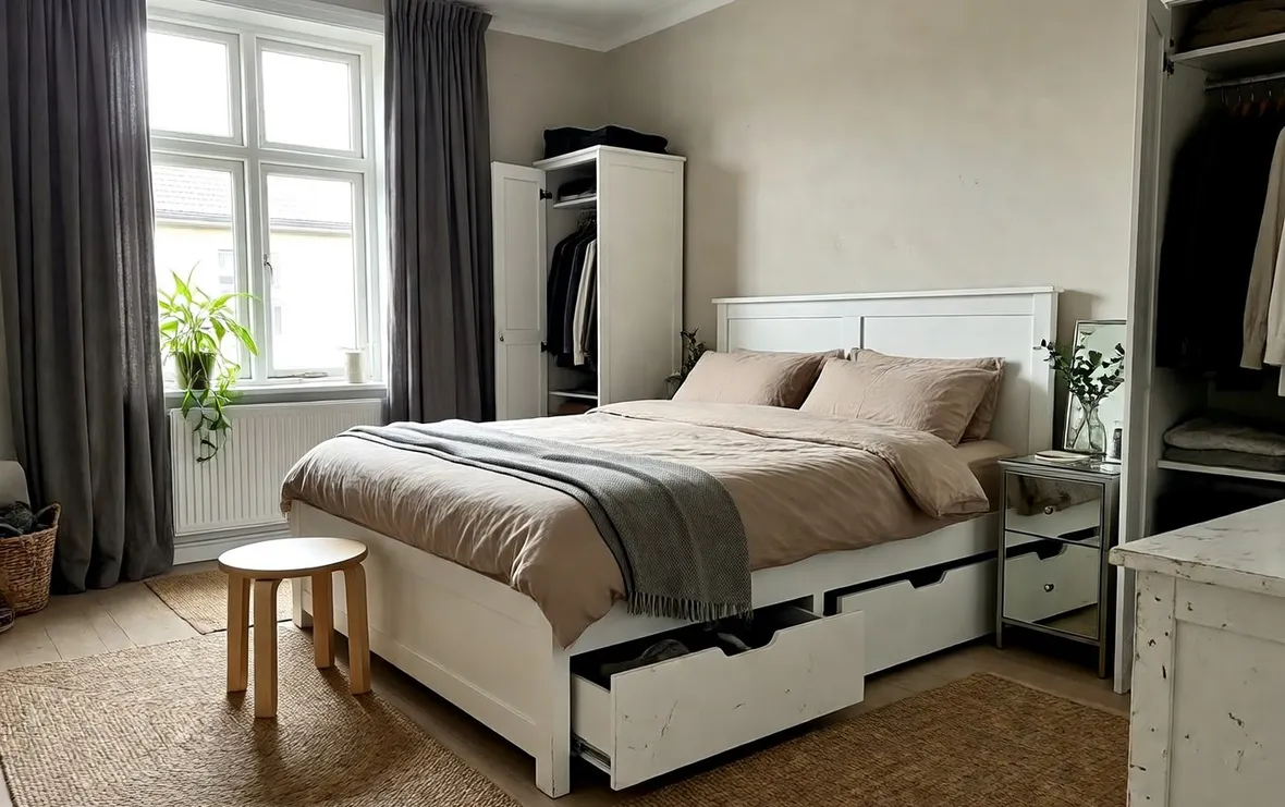 Letto matrimoniale con cassetti contenitori