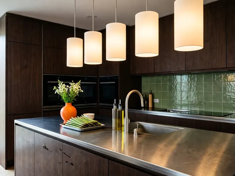 Cucina con lampadari di design