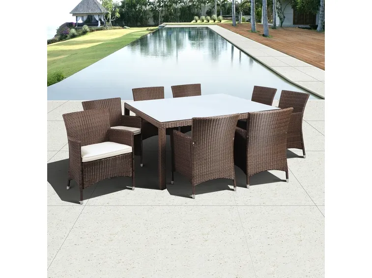 Tavolo in resina da esterni effetto rattan