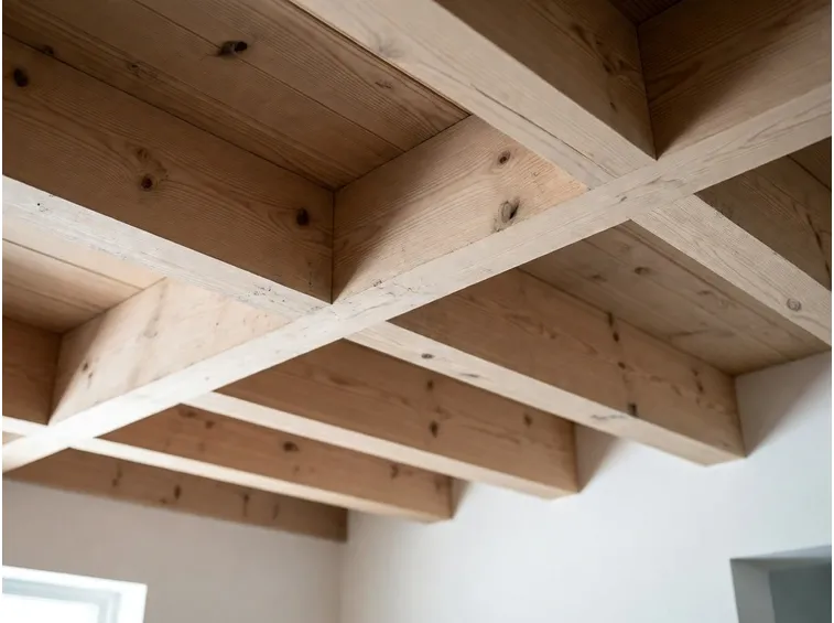 Tetto in legno visto dall'interno