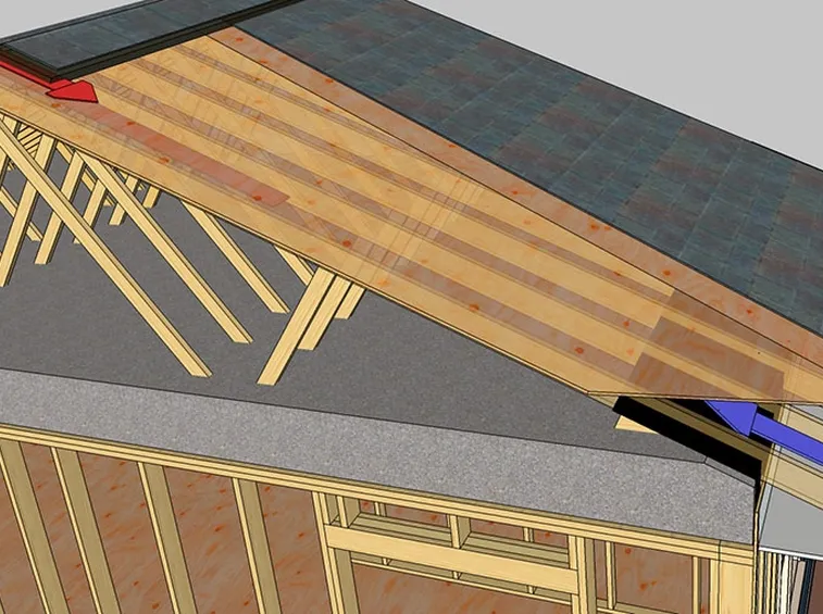 Struttura del tetto in legno ventilato