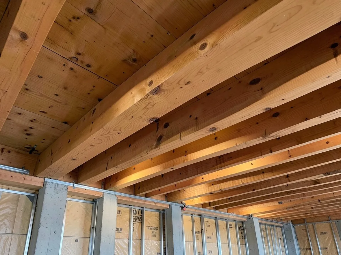 esempio di soffitto con travi in legno