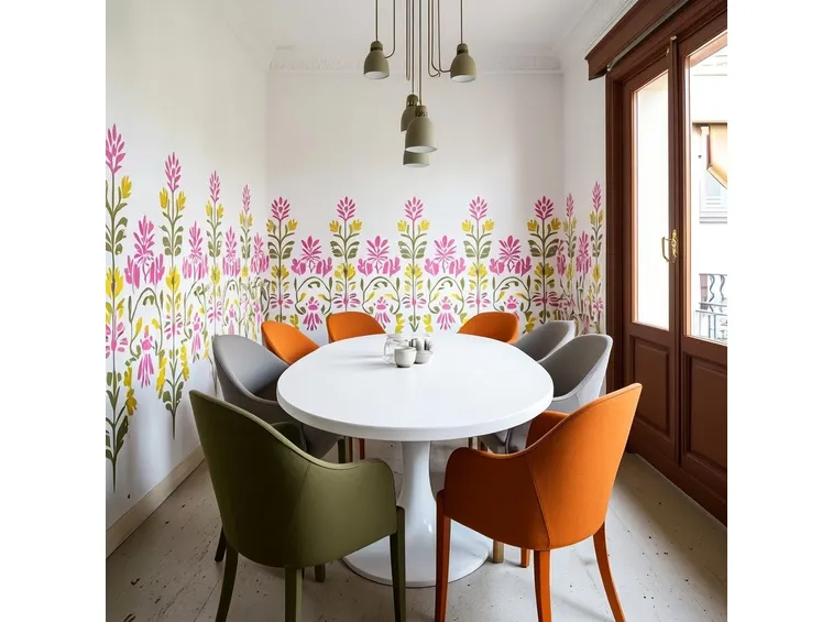 parete decorata con stencil
