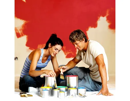 Coppia che pittura casa