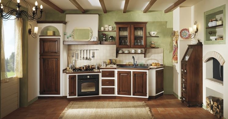 Cucine in muratura e ante in legno