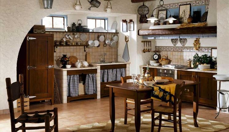 Cucine rustiche in muratura e mattonelle di ceramiche