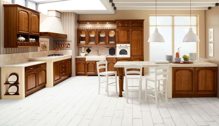 Cucine in muratura rustiche con intonaco e mattonelle