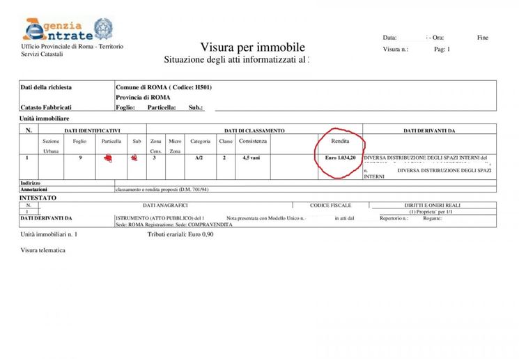 Esempio di visura catastale