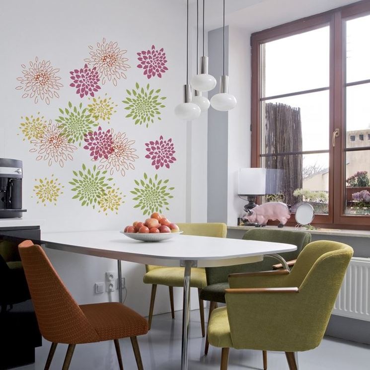 parete decorata con stencil